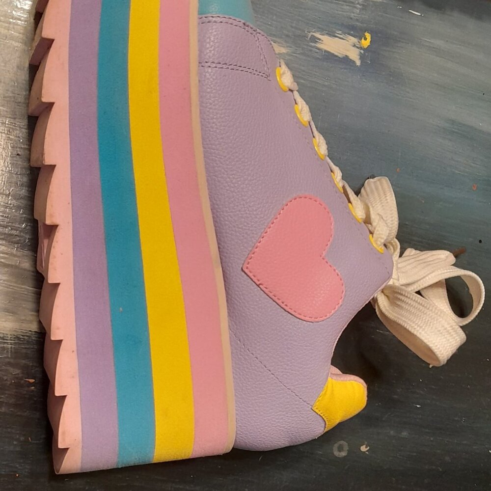 Multicolored Platform Tennis Shoes